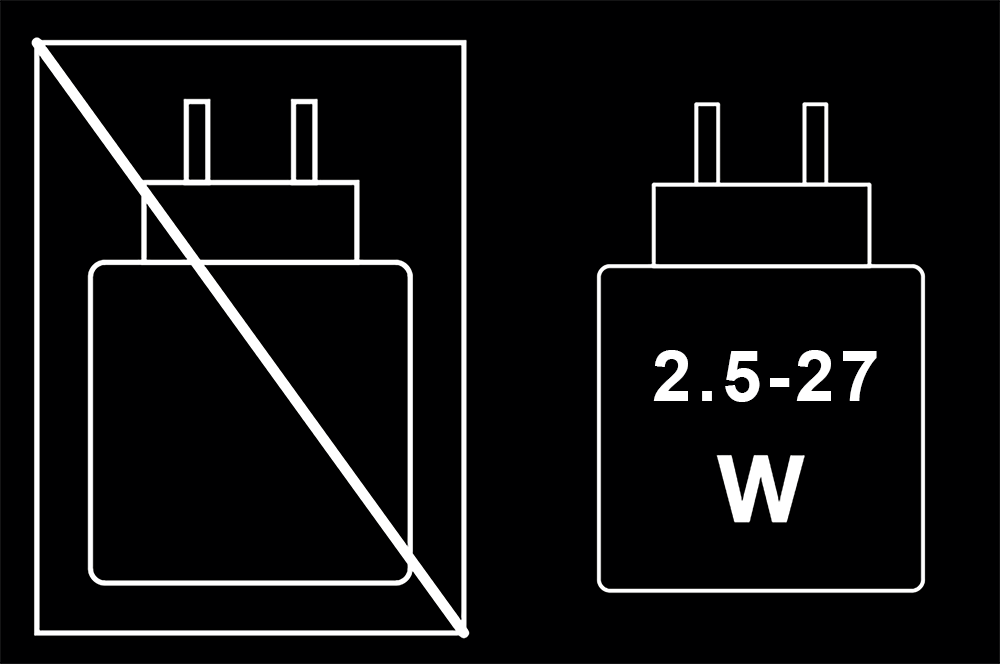 Nécessite un chargeur USB-C 2.5 - 27W