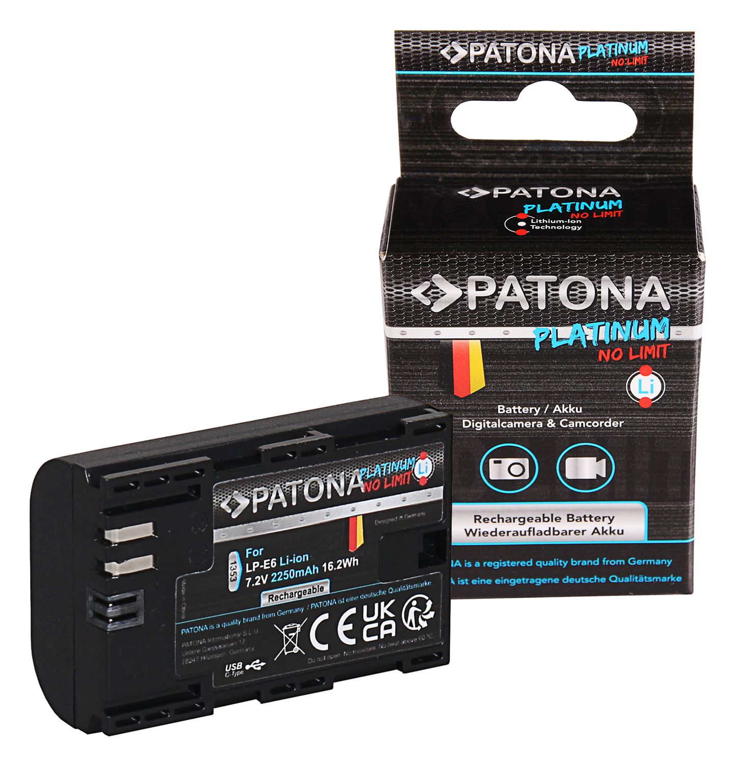 Patona Platinum Canon LP-E6 USB-C Input