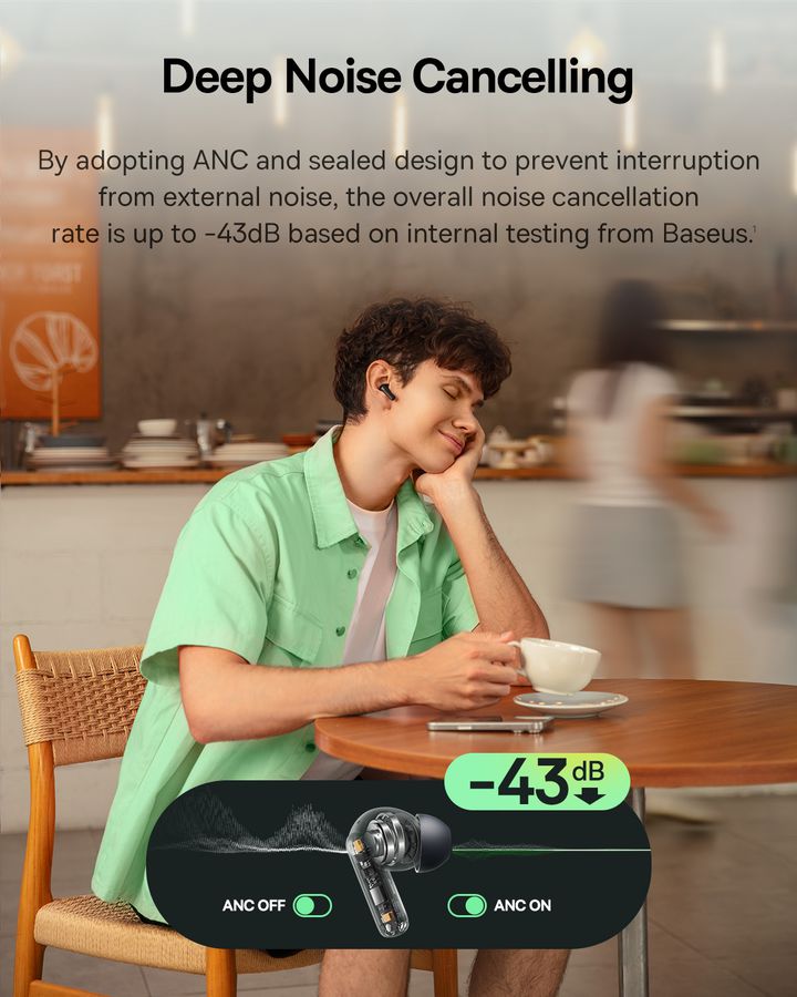 Baseus Bass BP1 NC InEar TWS Earbuds Bl