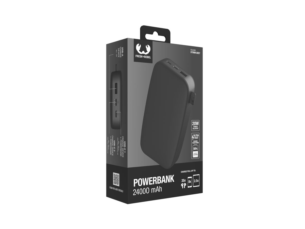 Fresh 'n Rebel Powerbank 24000 mAh Grey