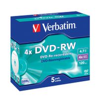 Verbatim DVD-RW Jewel 4.7GB 4x 5 Pack