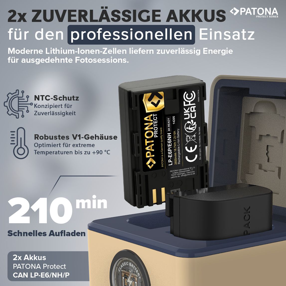 Patona LP-E6P Set Chargeur 2 Batterie