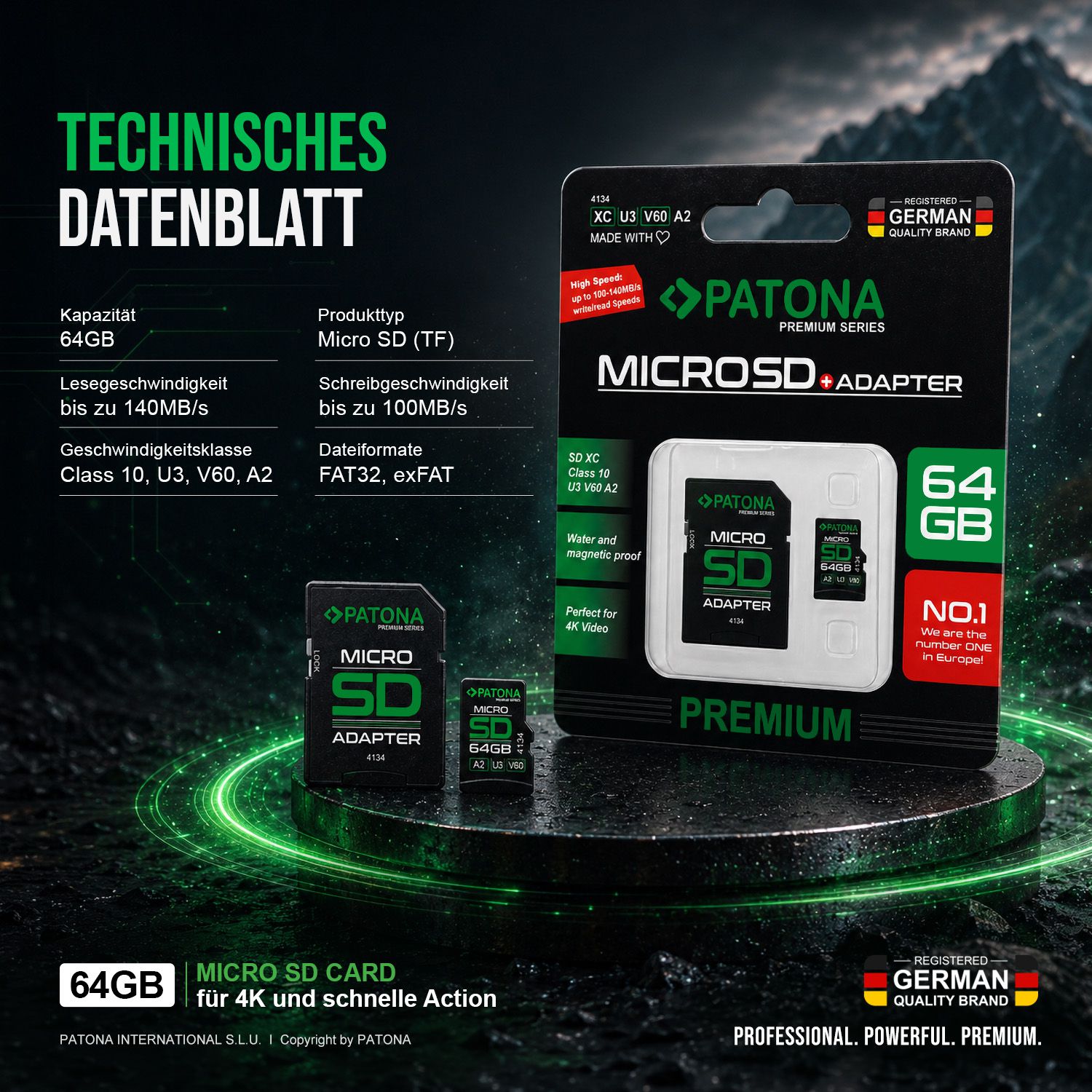 PATONA microSDXC 64GB U3 V60 + Adapter