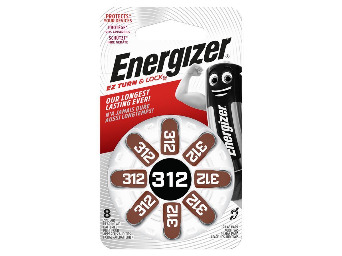 Energizer EZ Turn & Lock 312 1.4V 8-Pack