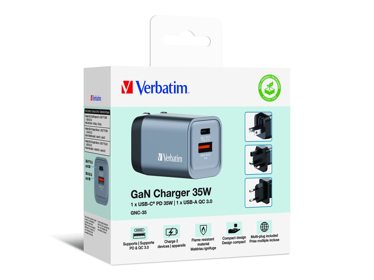 Verbatim GaN 2 Port Charger 35W