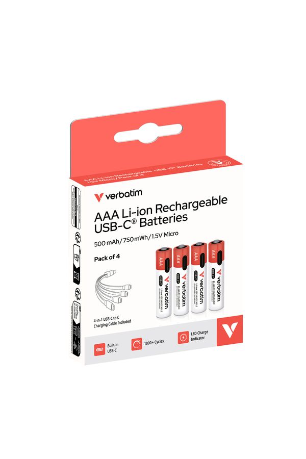 Verbatim Akku AAA 500mAh 4-Pack USB-C