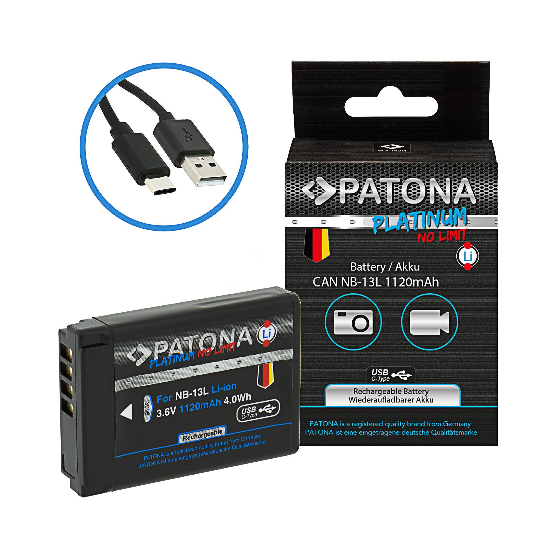 Patona Platinum USB-C Canon NB-15L/ 13L