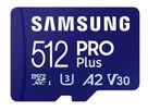 Samsung Pro+ microSDXC 180MB/s 512GB, V30, A2