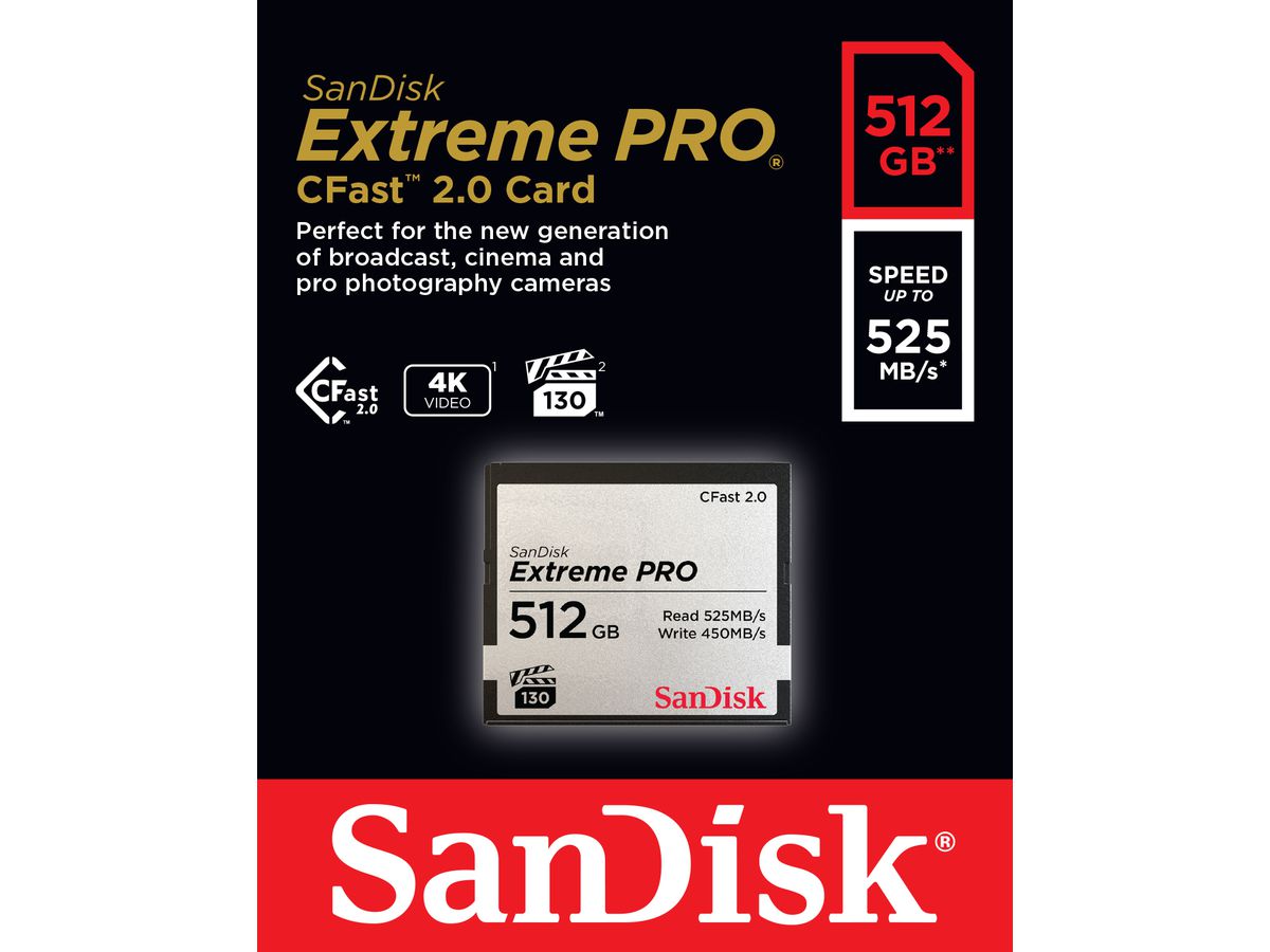 Sandisk CFast ExtremePro 525MB/s 512GB