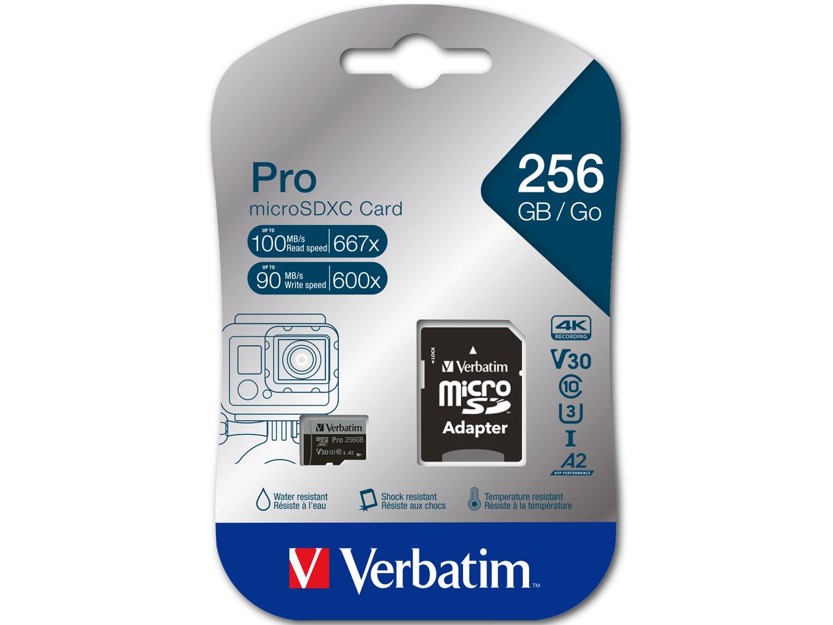 Verbatim Pro U3 256GB microSDXC Card