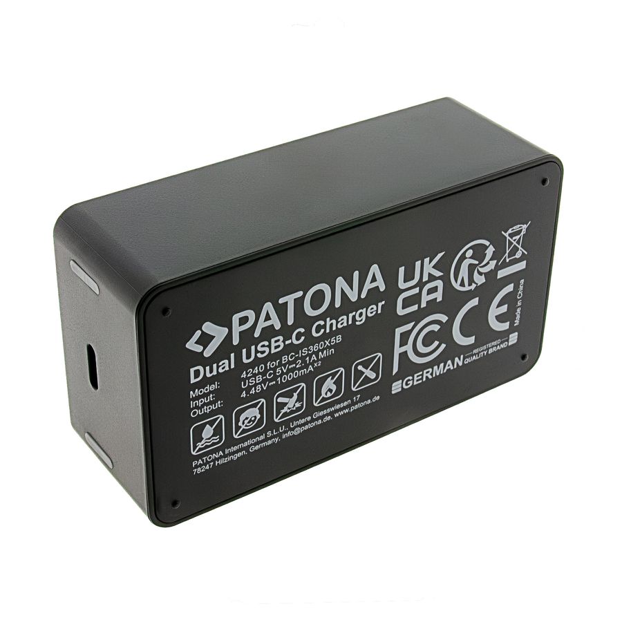 Patona Chargeur Dual Insta 360 X5