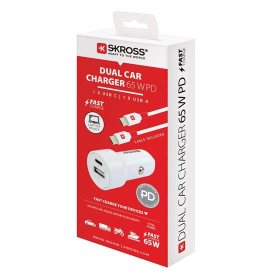 Skross Dual Car Charger 65W PD + Cable