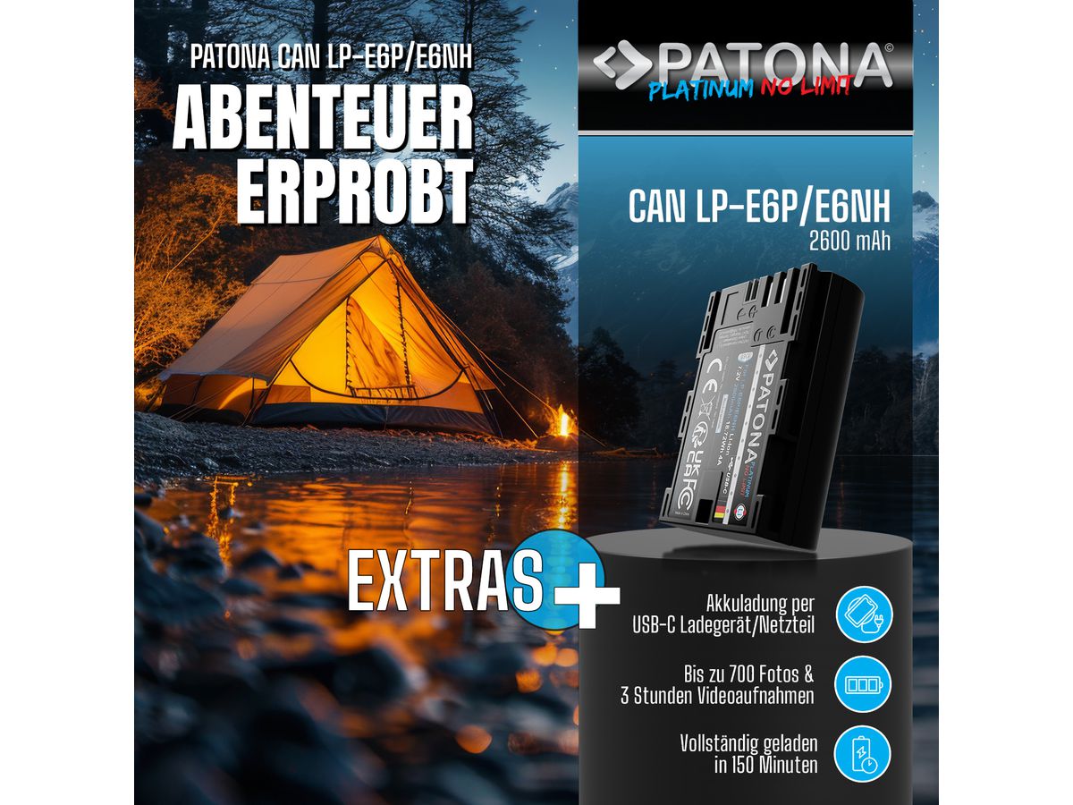 Patona LP-E6P Set Chargeur + 2 Batterie