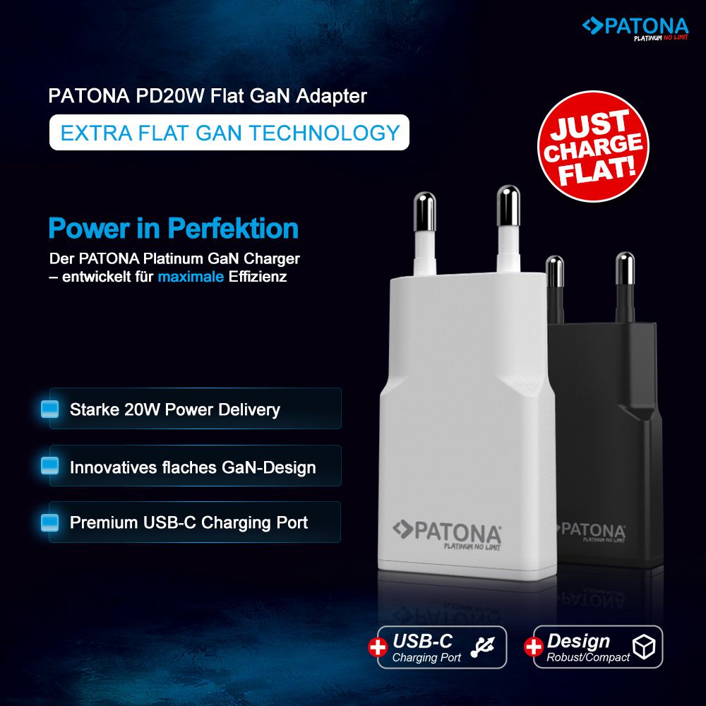 Patona GaN Flat PD 20W USB-C White