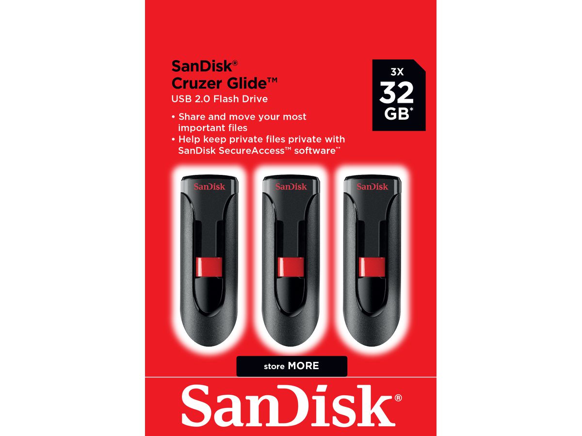 SanDisk Cruzer Glide 32GB, 3er Pack