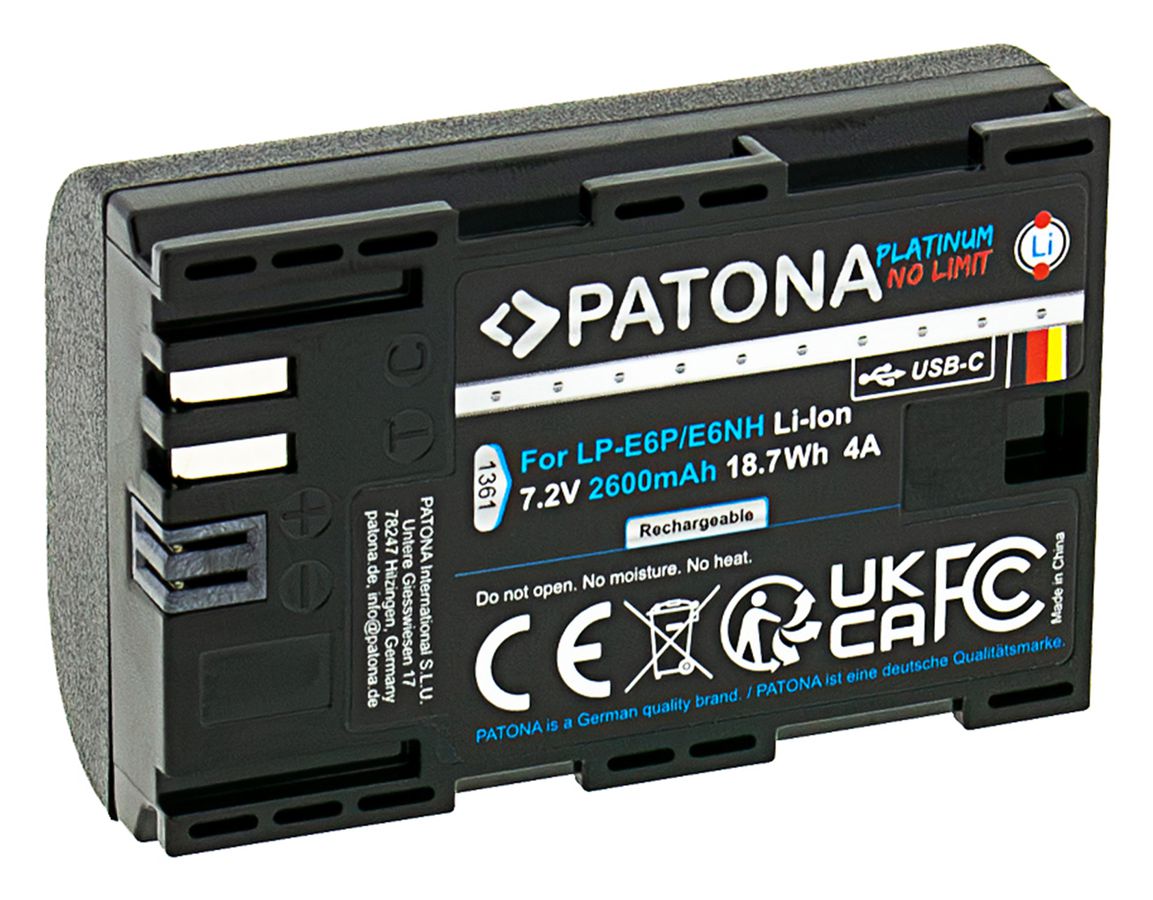 Patona LP-E6P Set Ladegerät + 2 Akkus