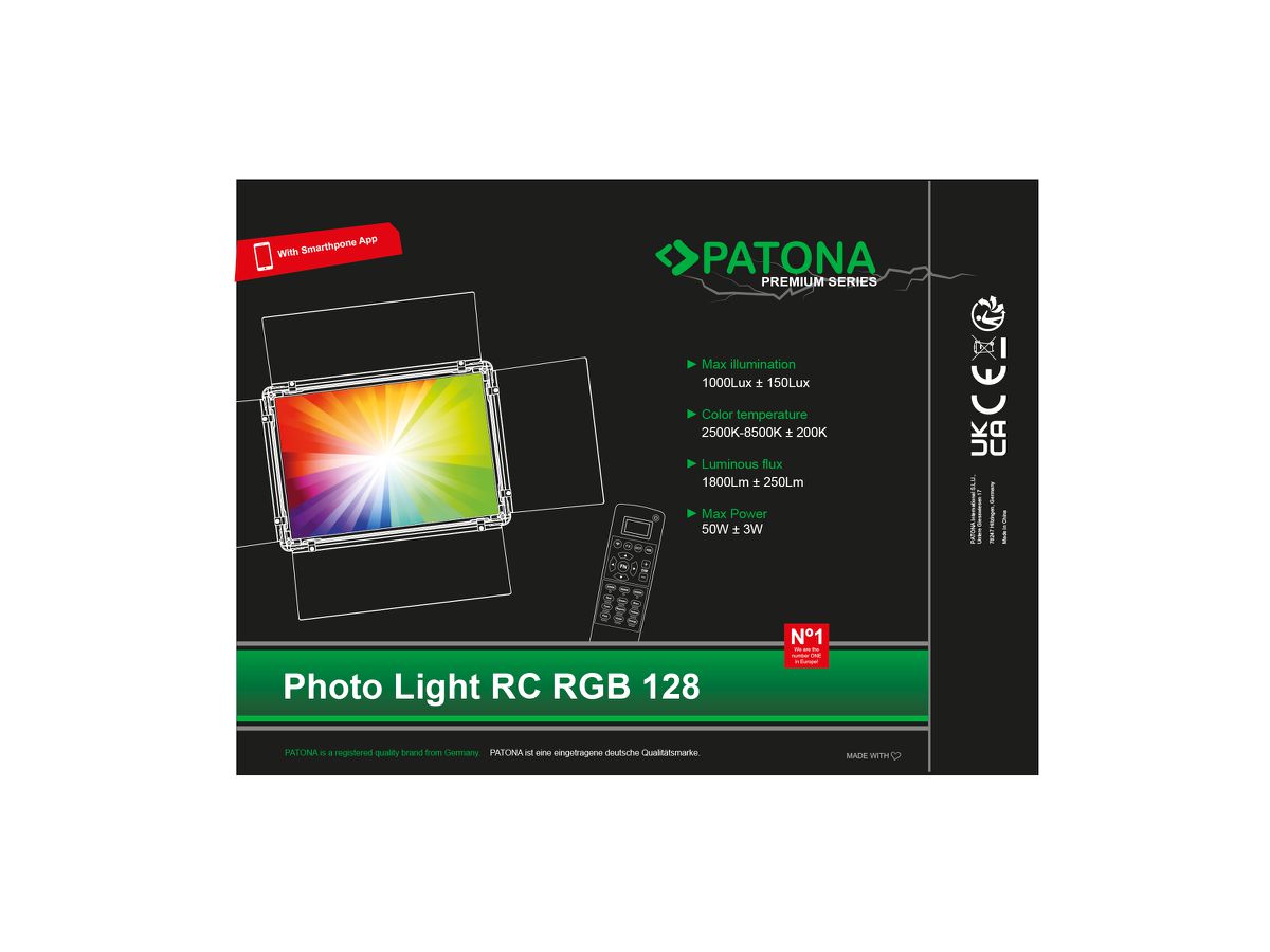 PATONA Lampe photo Premium RGB-128AS APP