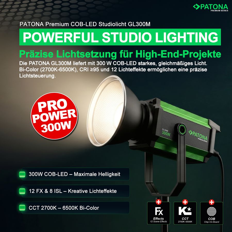 Patona Bi-Color COB-LED-Studiolicht 300W