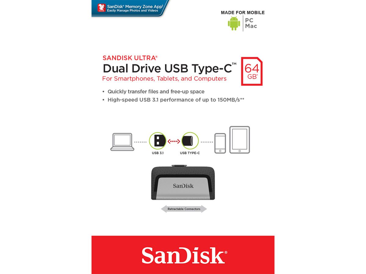 SanDisk Ultra USB 3.0 Dual Type-C 64GB