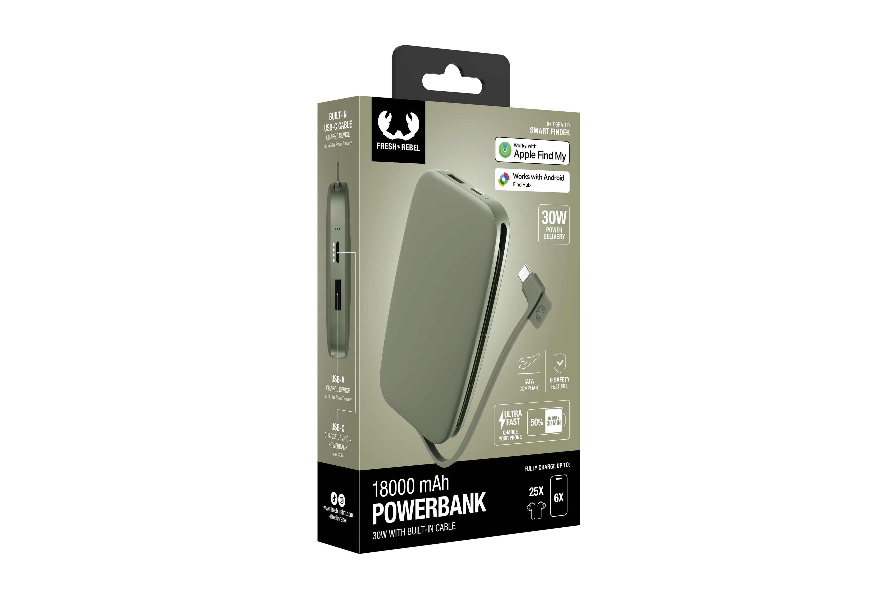 Fresh 'n Rebel Powerbank 18000 mAh Green