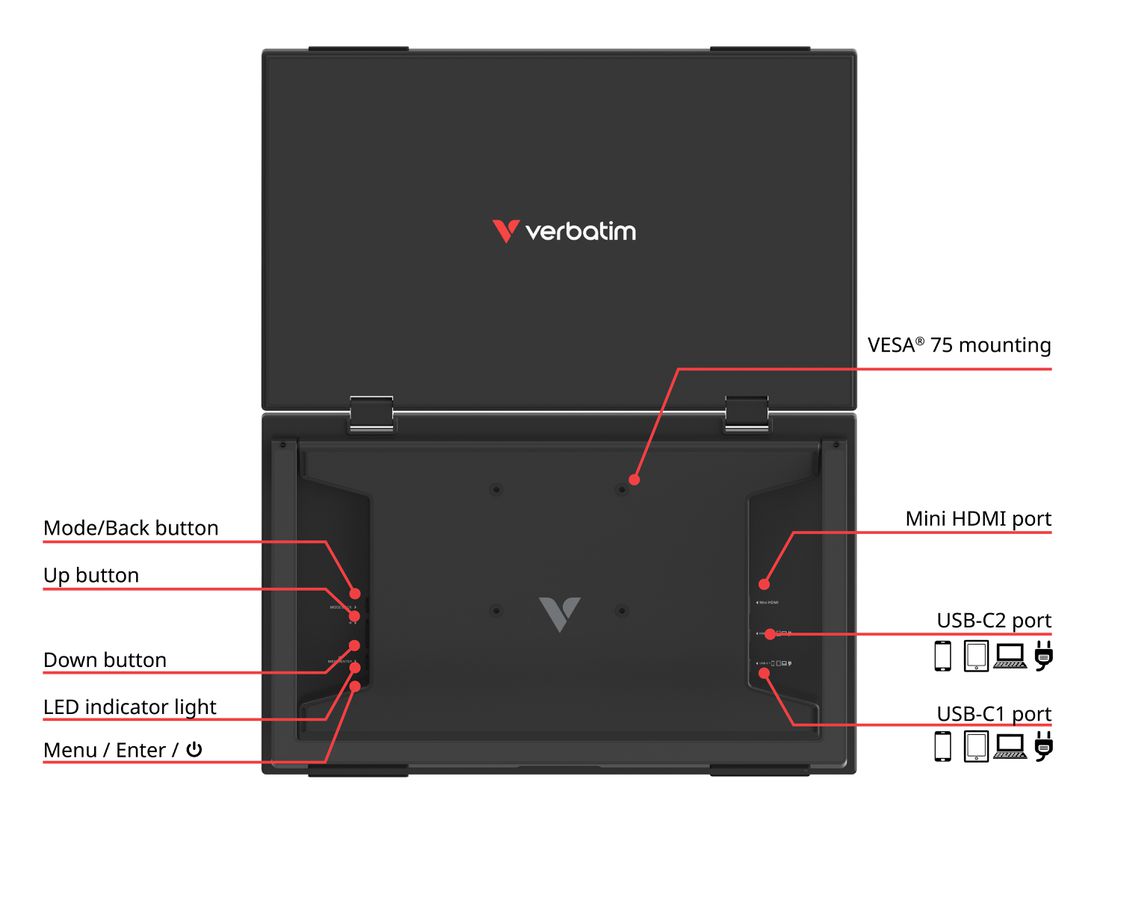Verbatim Portable 15.6" Dual Monitor