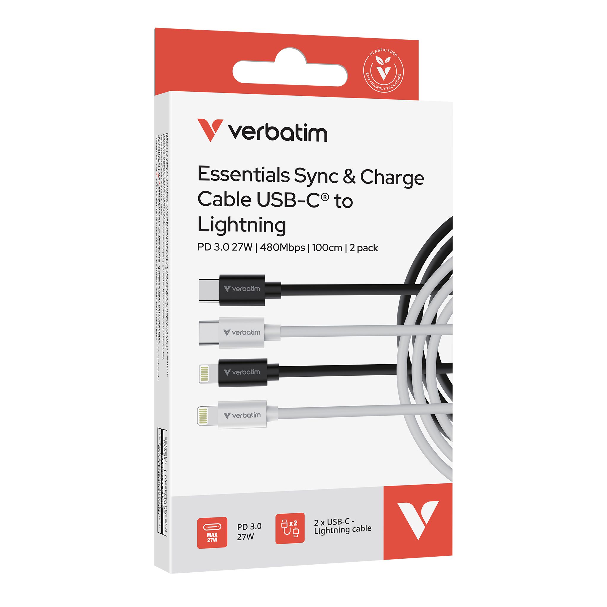 Verbatim USB-C to Lightning 1m 2 Pack