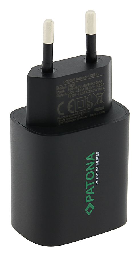 Patona Chargeur USB-C 20W Noir