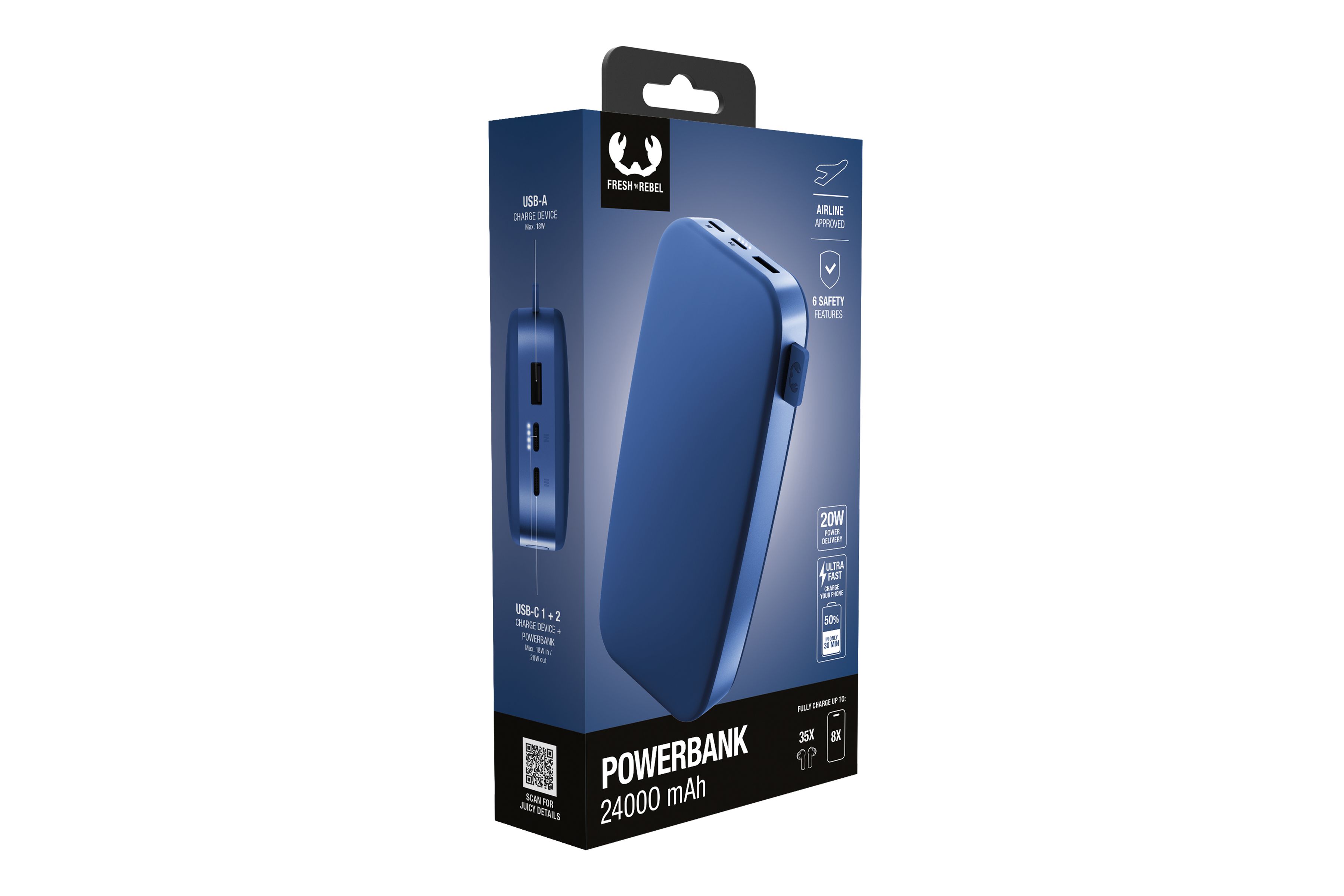 Fresh 'n Rebel Powerbank 24000 mAh Blue