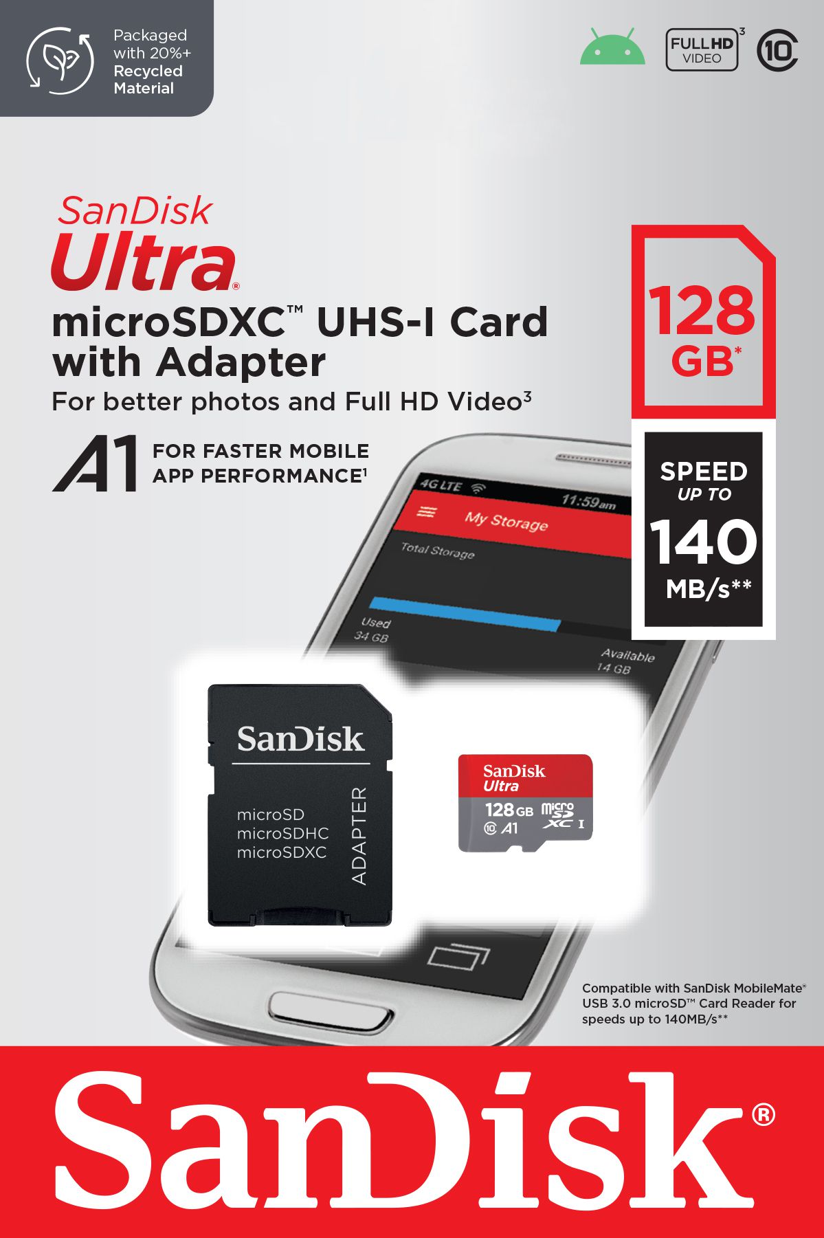 SanDisk Ultra 140MB/s microSDXC 128GB