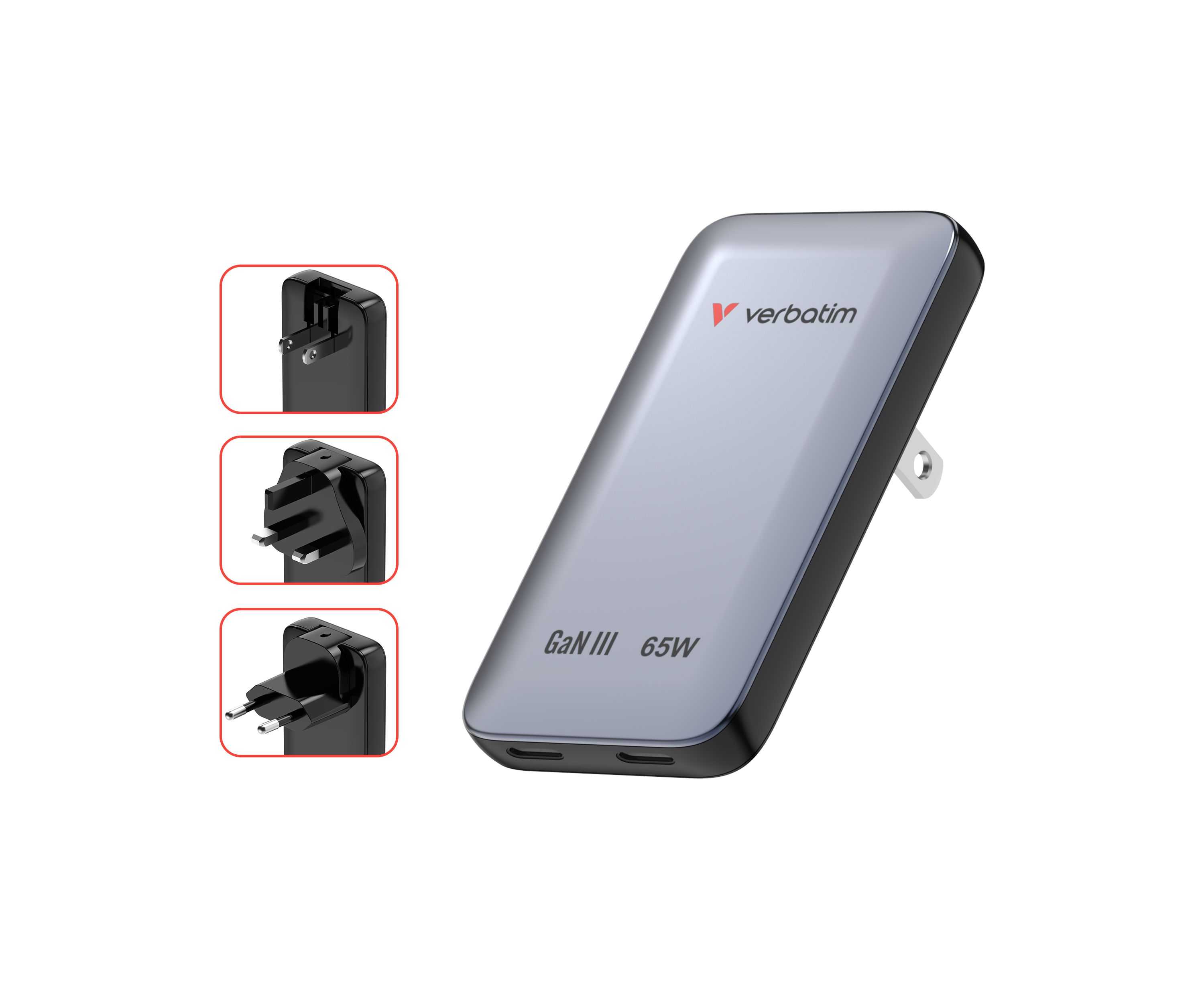Verbatim Slim GaN Charger 65W Grey