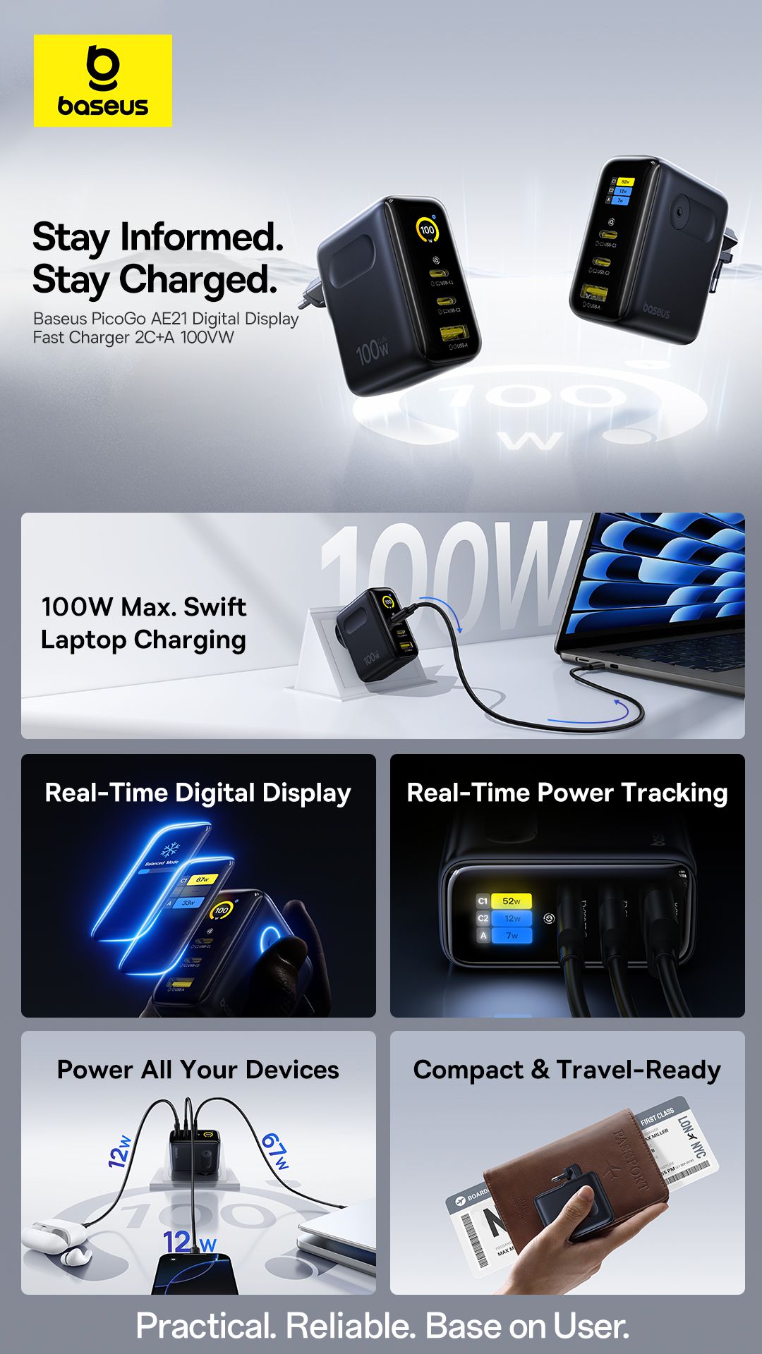 Baseus PicoGo Display Fastcharg.100W Bl.