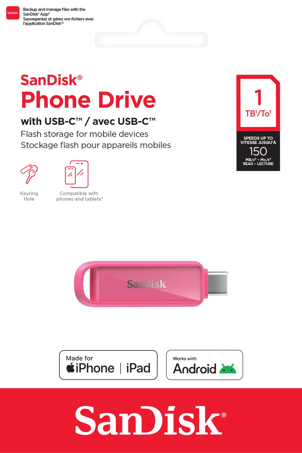 SanDisk Phone Drive USB-C 1TB pink