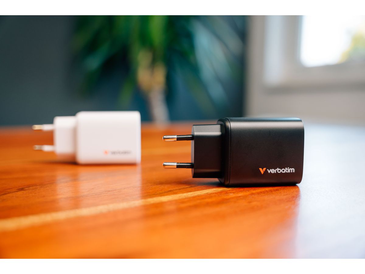 Verbatim GaN 3 Port Charger 65W Black