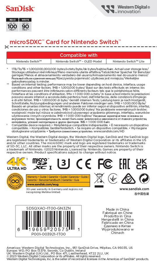 SanDisk microSDXC Nintendo Switch 1TB