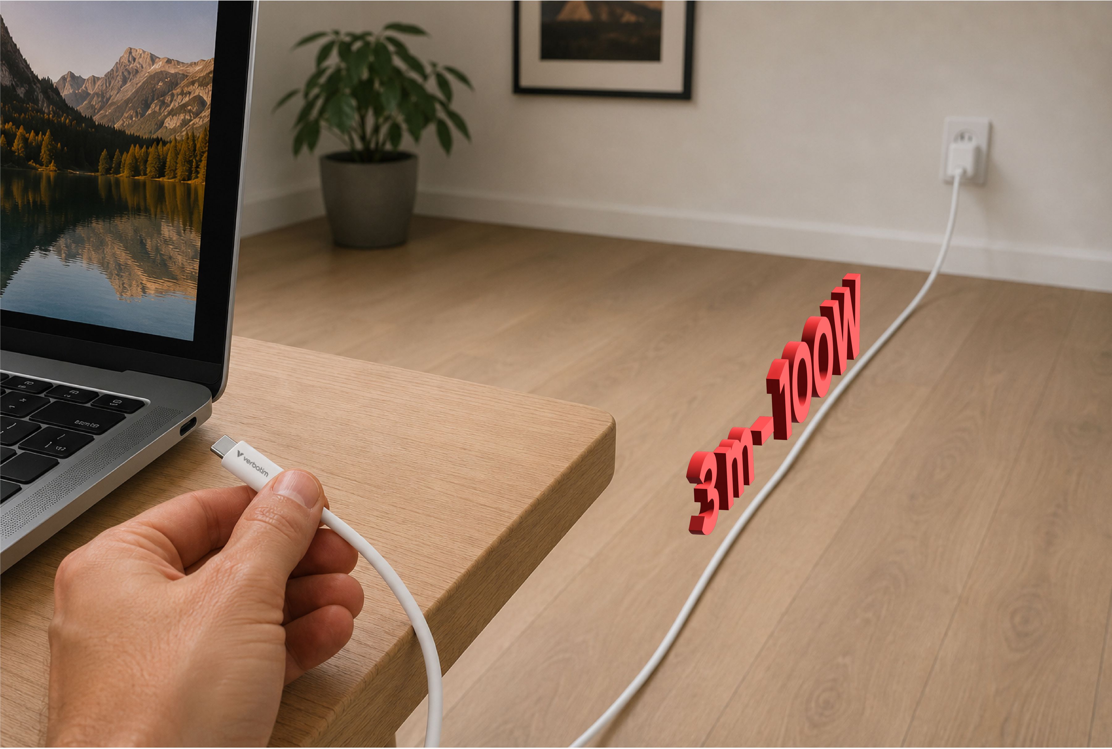 Verbatim USB-C to USB-C 3m 100W White