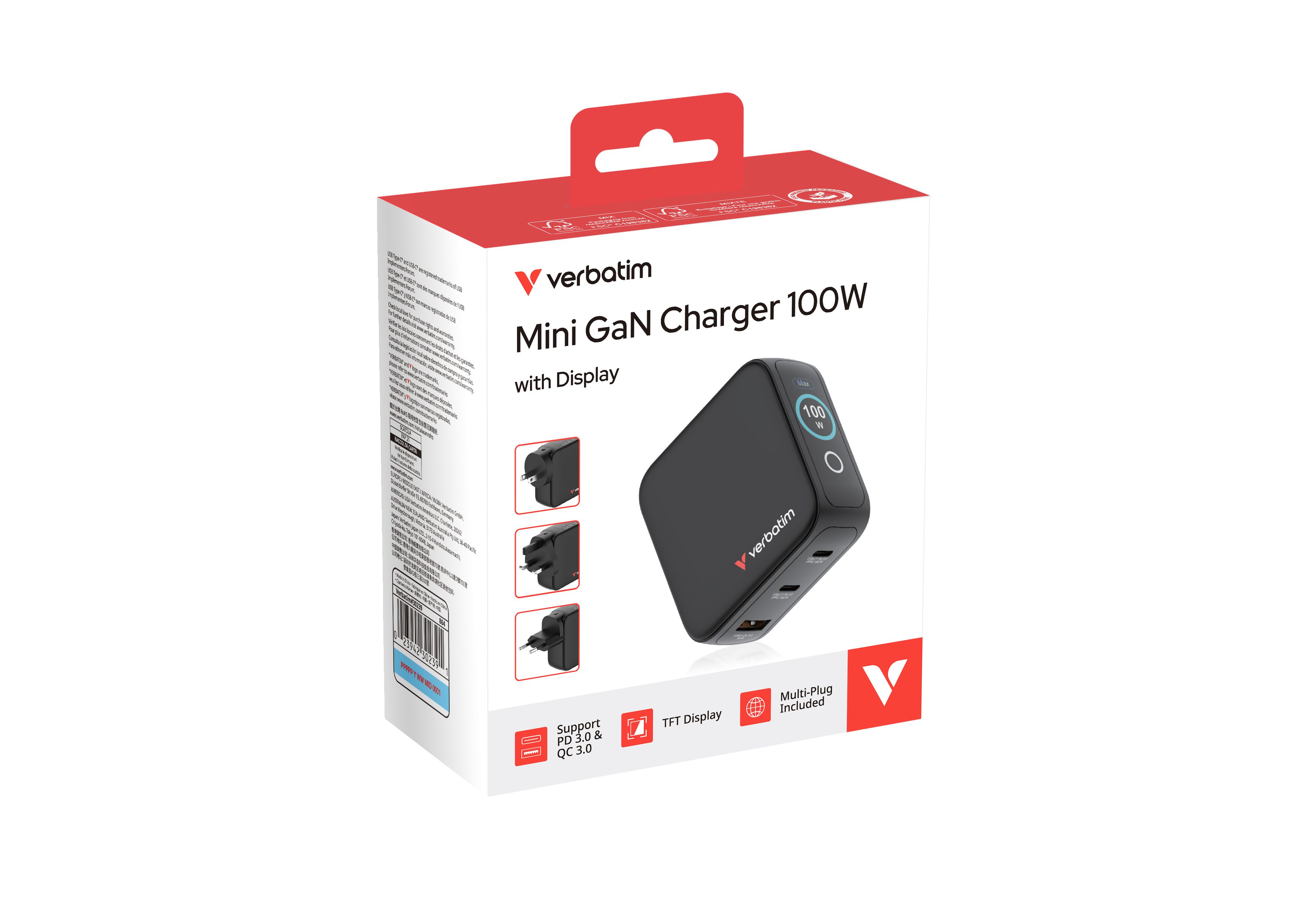 Verbatim Mini GaN Charger 100W Display