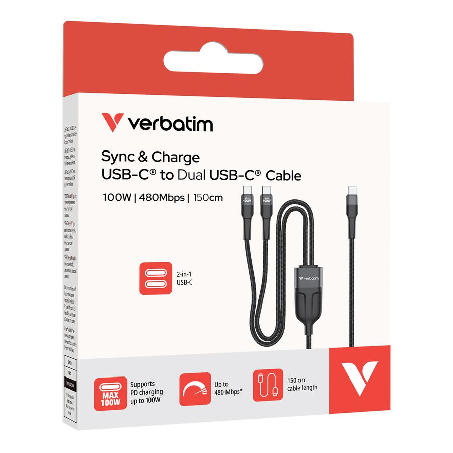 Verbatim USB-C to Dual USB-C Cable