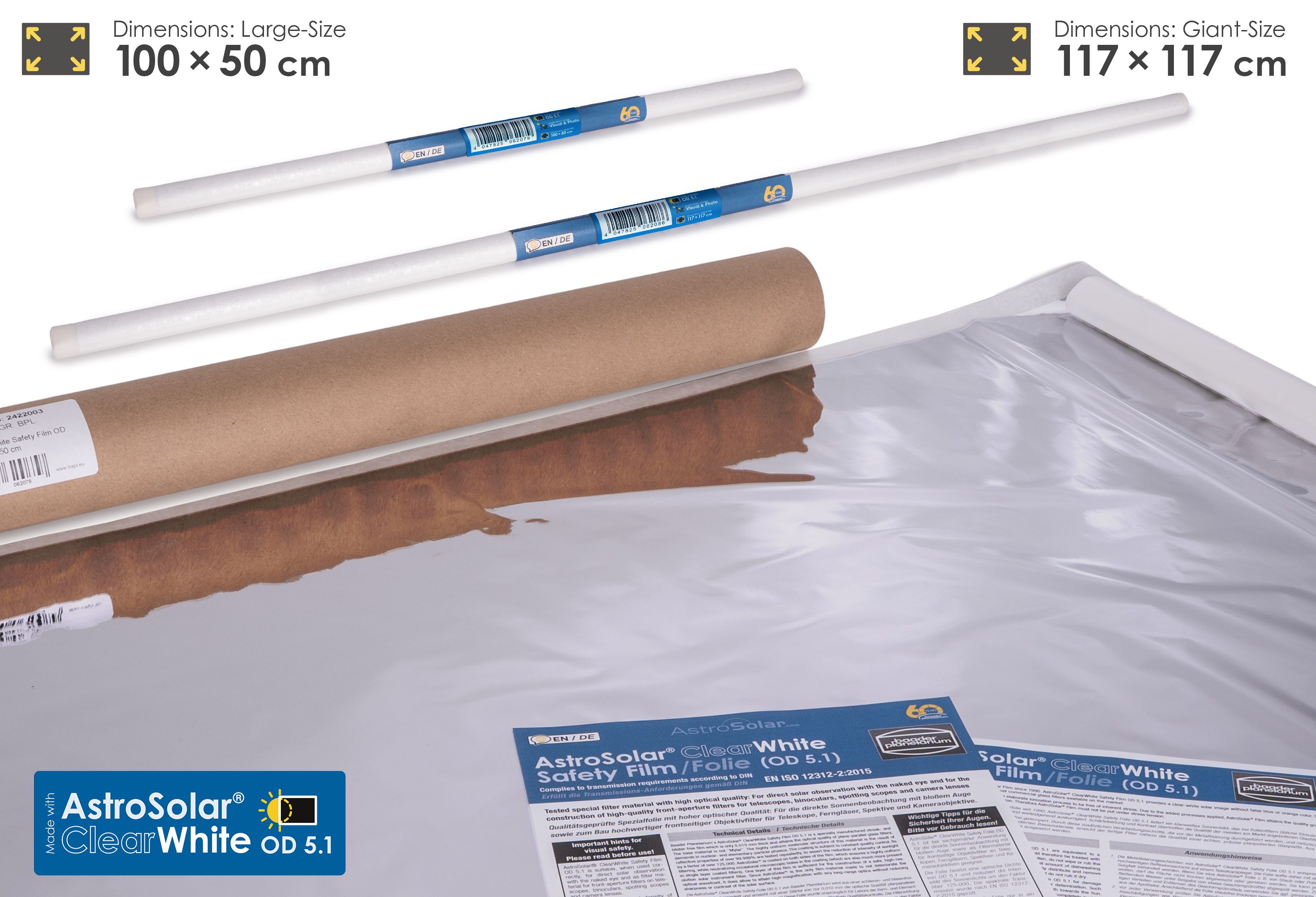 Baader AS ClearWhite Folie OD5.1 100x50