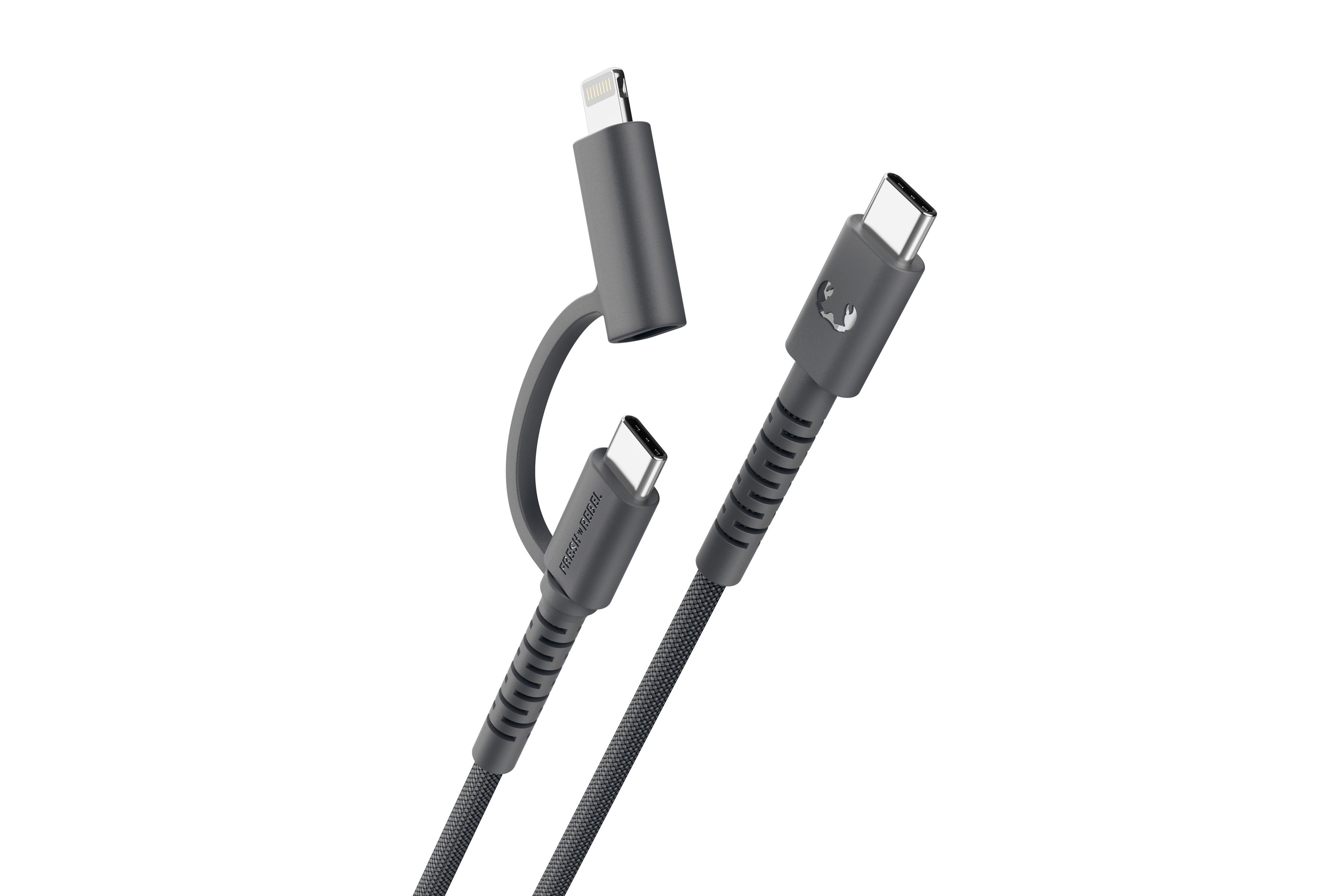Fresh 'n Rebel USB-C Combo Cable Grey