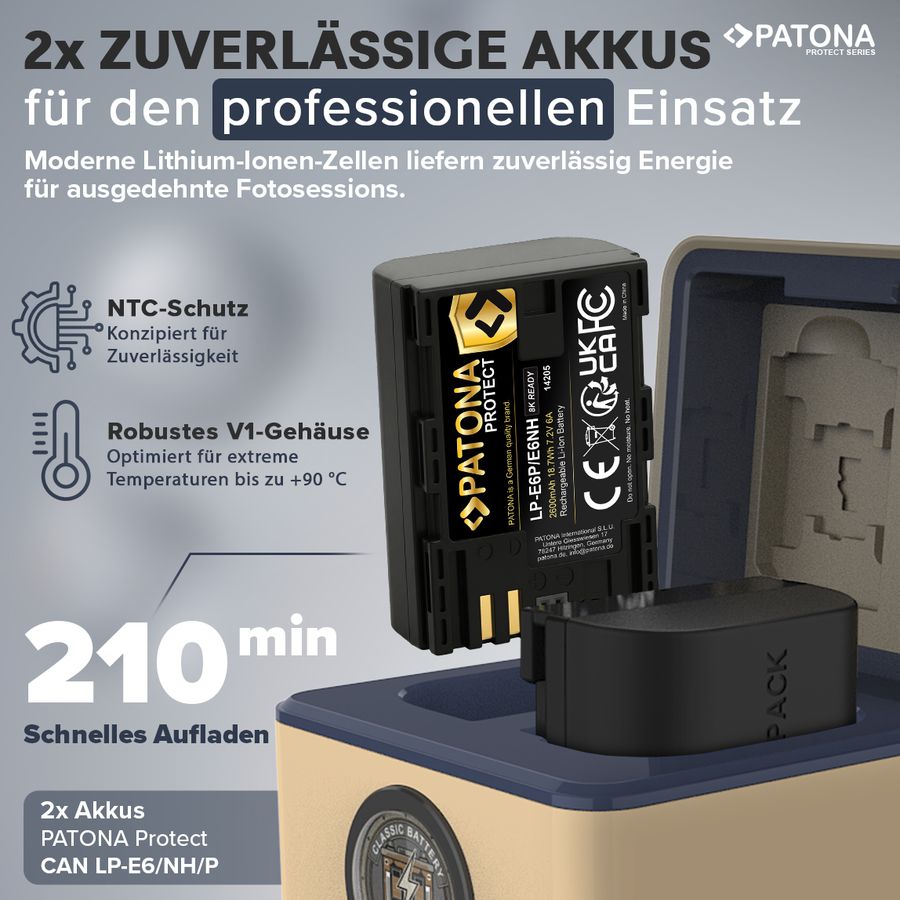 Patona LP-E6P Set Chargeur 2 Batterie