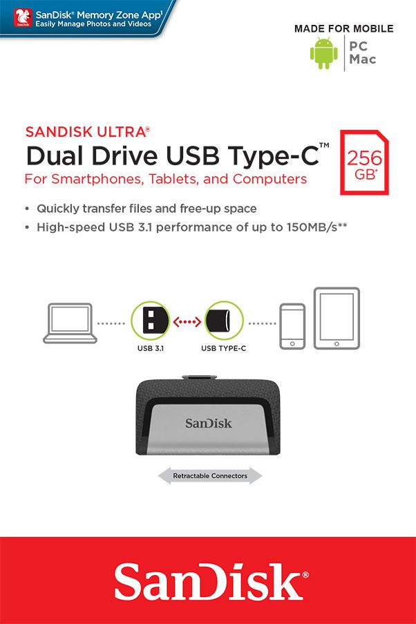 SanDisk Ultra USB 3.0 Dual Type-C 256GB