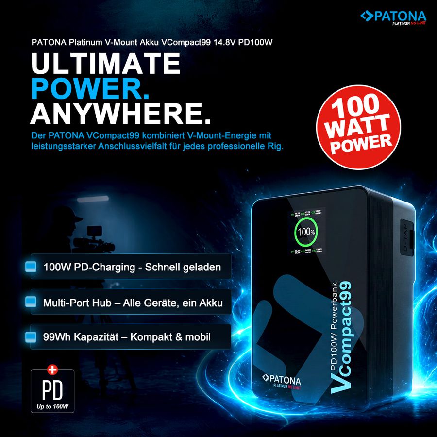 Patona Compact V-Mount Akku 99Wh PD100W