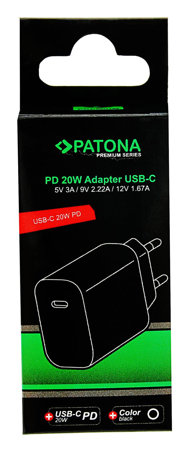 Patona Chargeur USB-C 20W Noir
