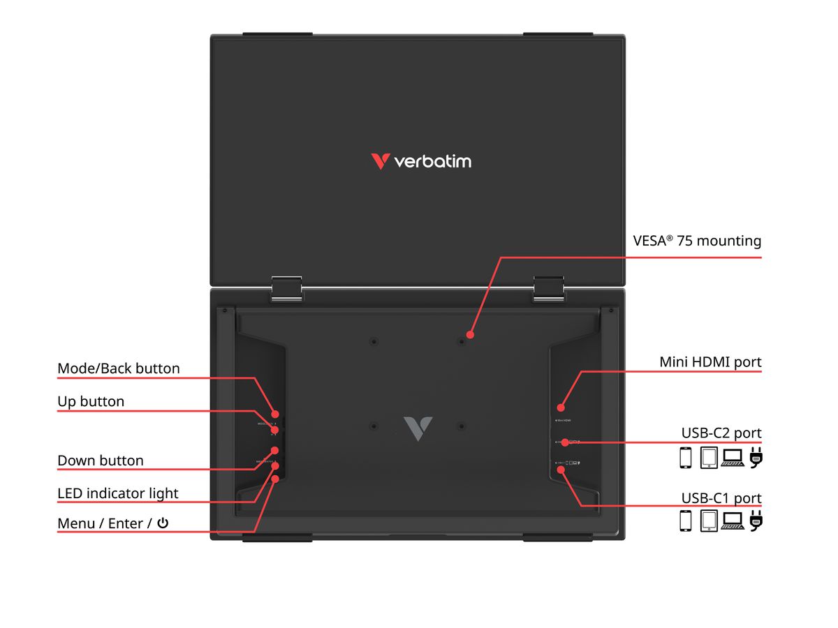 Verbatim Portable 15.6" Dual Monitor