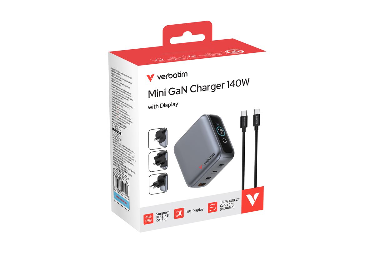 Verbatim Mini GaN Charger 140W Display