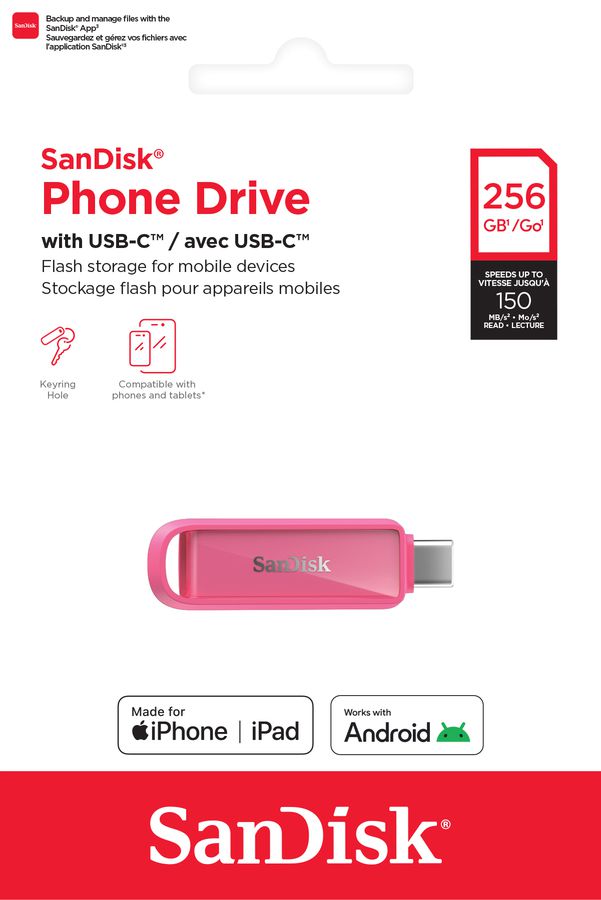 SanDisk Phone Drive USB-C 256GB pink