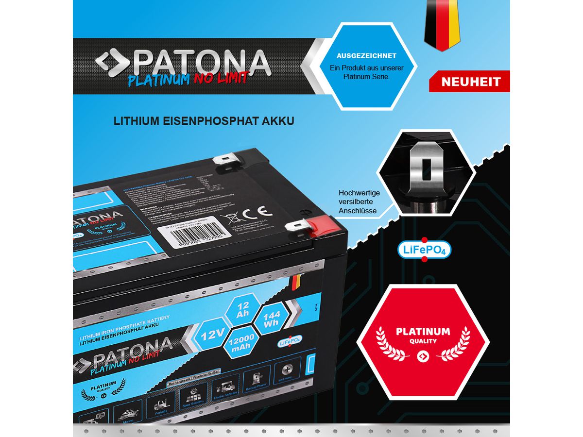 Patona Platinum Battery LiFePO4 12V 12Ah