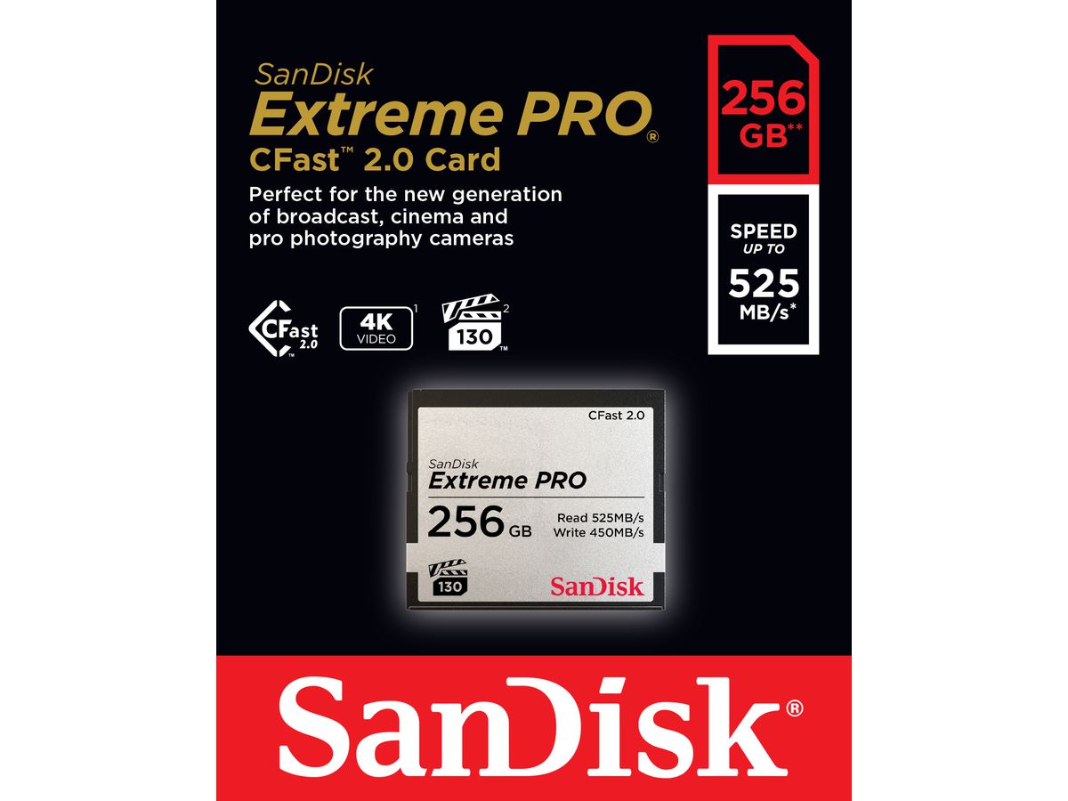 Sandisk CFast ExtremePro 525MB/s 256GB