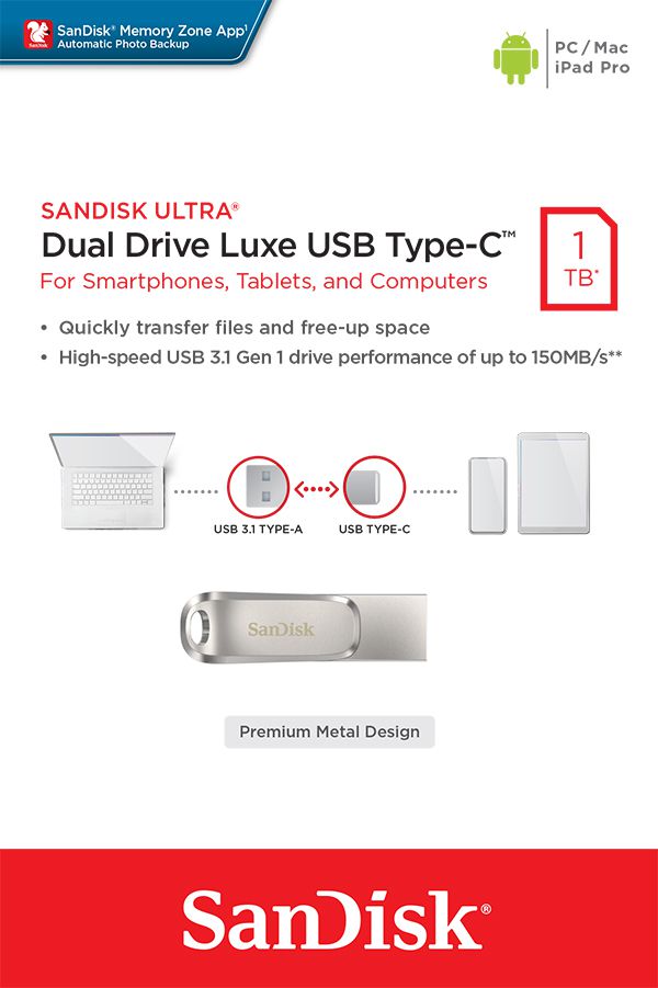 SanDisk Ultra USB Dual Luxe Type-C 1TB