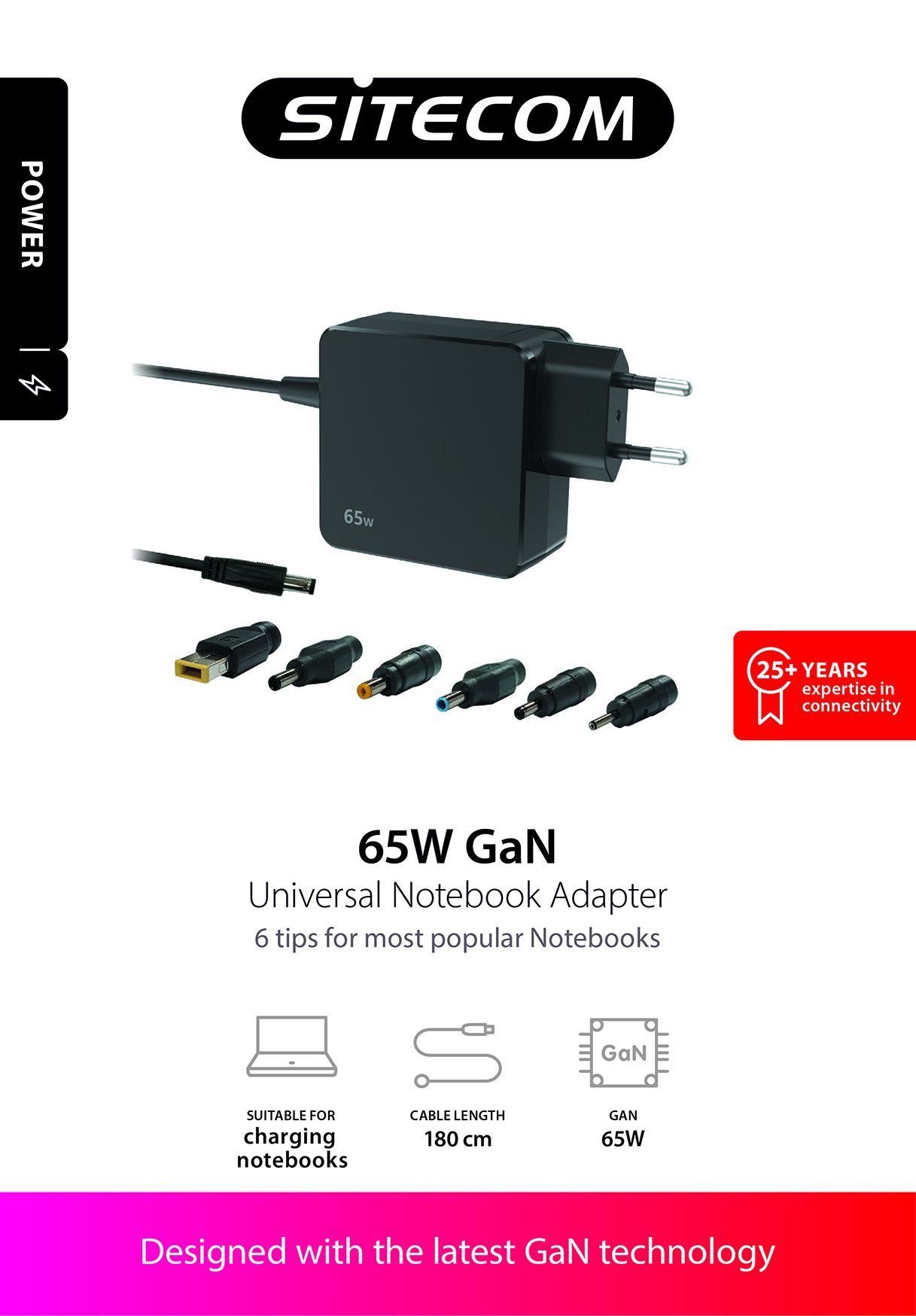 Sitecom 65W Universal Notebook Adapter